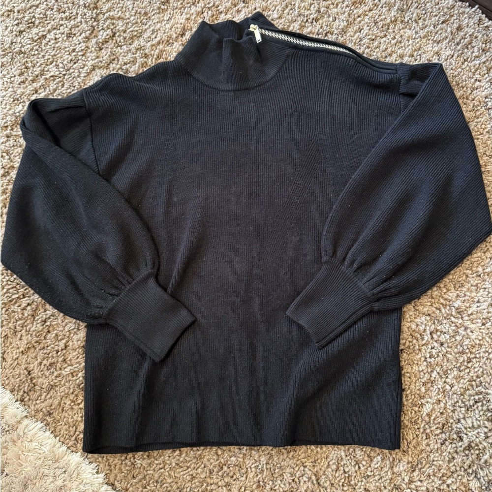 Karl Lagerfeld Black Ribbed Knit Top
